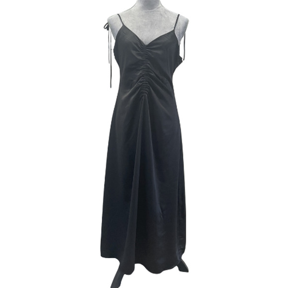 Jason Wu Black Satin Slip Dress L Midi Gown Cocktail Wedding Party Prom Glam NWT - Picture 3 of 9